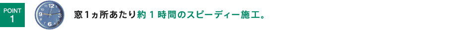 窓１ヵ所あたり約1時間のスピーディー施工。